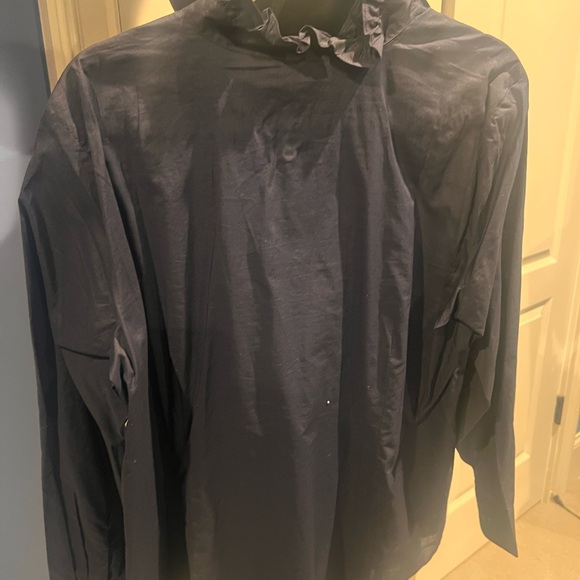 Talbots Navy Ruffle Blouse -NEW - Picture 2 of 5